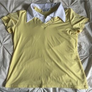 Vintage Brody Myles Womens Small Yellow Sleeveless Collared Top